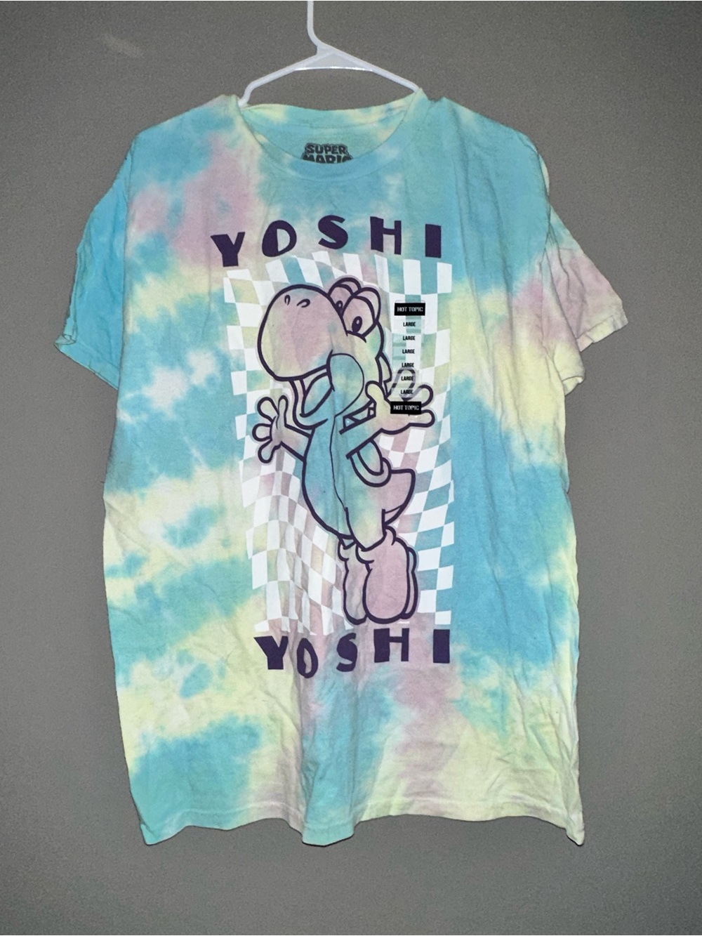 Nintendo Yoshi Tie-Dye Tee - Light Blue, Pastel Pink & Yellow